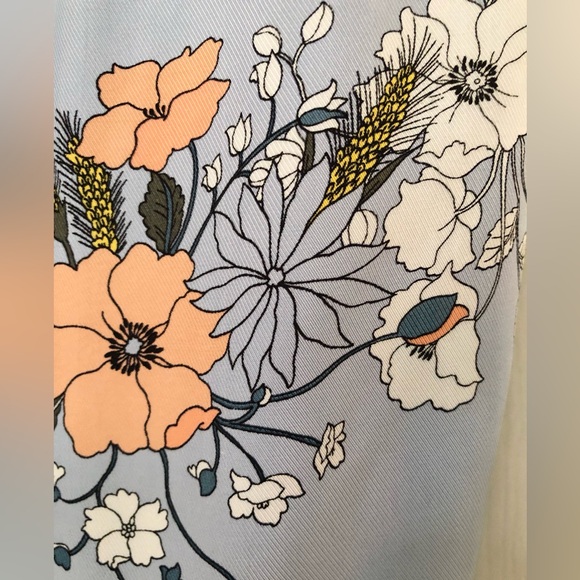 J. Crew Garden Floral Sky Blue Silky High-rise Pocket Pants - Picture 9 of 16